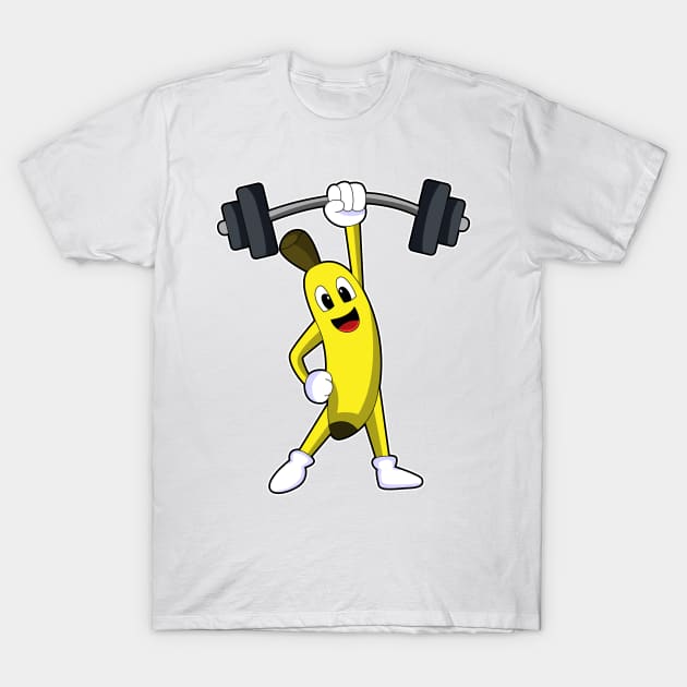 Banana at Strength training with Barbell T-Shirt by Markus Schnabel